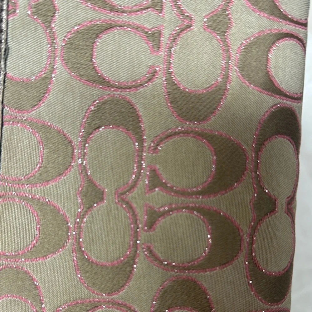 Coach Tan and Pink Signature Wristlet Clutch